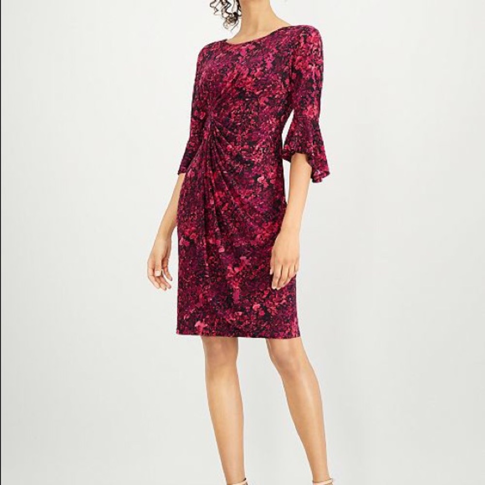 Ruffle-Sleeve Shift Dress